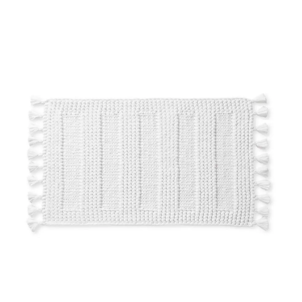 Serena & Lily Ivory Textured Tassel Bath Mat